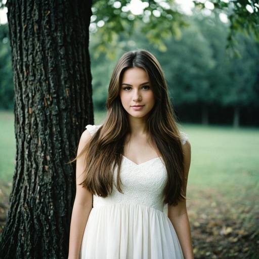 Young Woman in White Dress Outdoors
