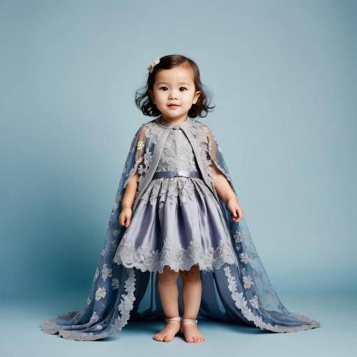 Toddler Girl in Elegant Blue Dress with Cape