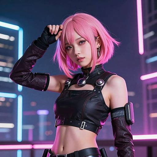 Cyberpunk Girl with Vibrant Hair