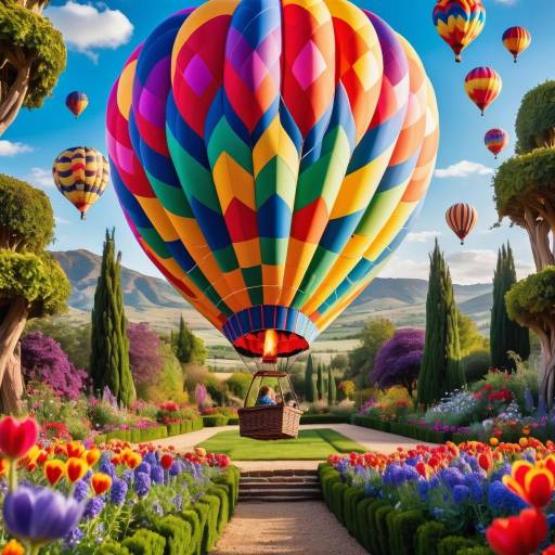Whimsical Garden with Colorful Balloon Whimsical Garden with Colorful Balloon