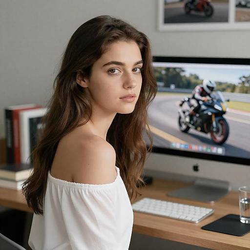Young Woman at Desk with iMac