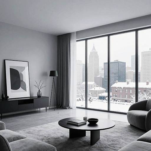 Monochrome Minimalist Mid-Century Loft