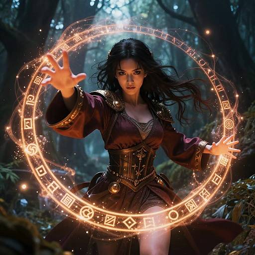 Anime Female Mage Casting Spell