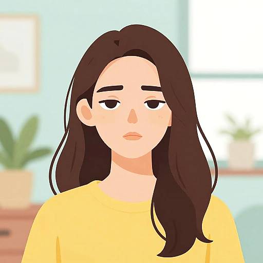 Minimalist Digital Portrait of Bored Woman