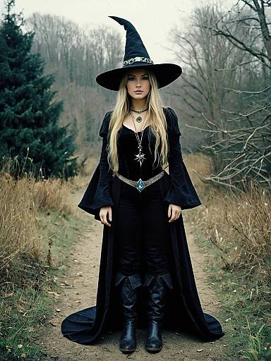 Renaissance Sorceress Outdoors Full Body