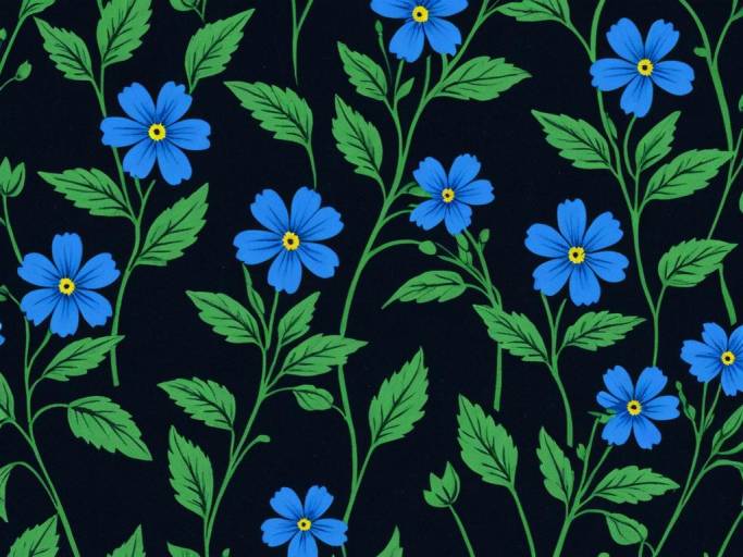 Charming Blue Flower Wallpaper Design