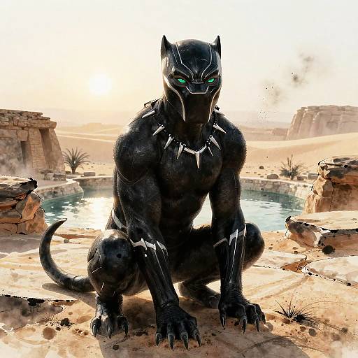 Emerald-Eyed Panther at Golden Ruins