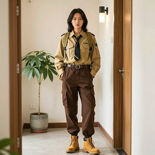 Casual Scout Uniform in Modern Hallway