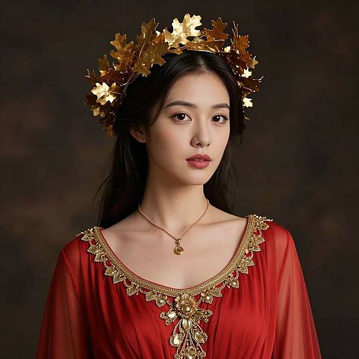 Elegant Woman in Red Gown