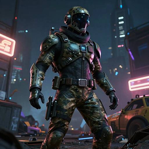 Rebel Pilot in Cyberpunk Scrapyard