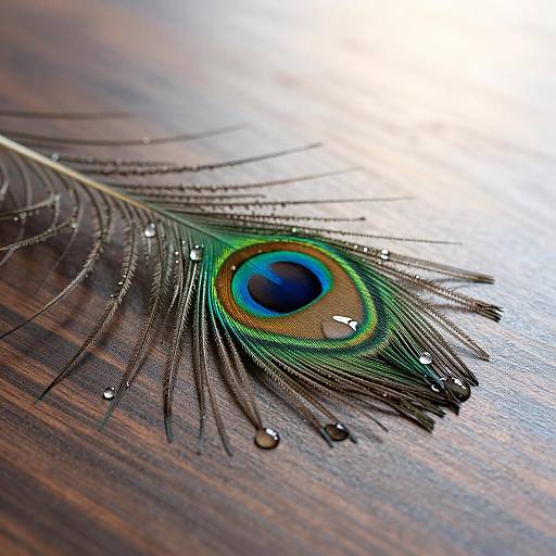 Macro Shot of Peacock Feathers in Warm Light