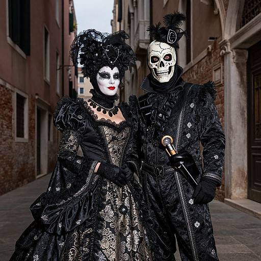Elaborate Venetian Carnival Couple