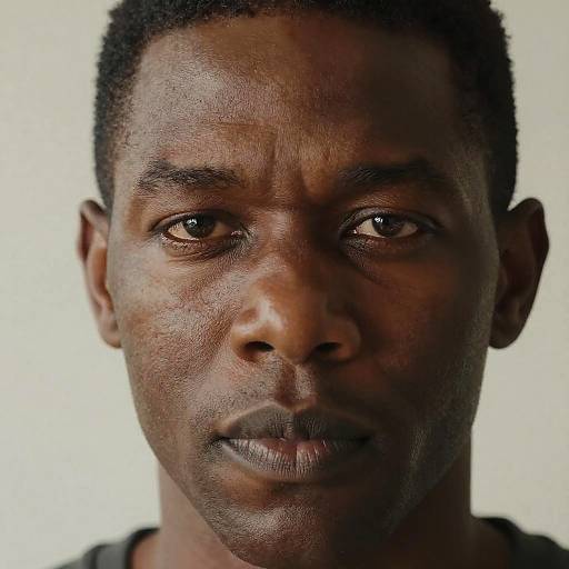 Thoughtful Black Man Close-Up Portrait