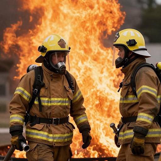 Two Firefighters Against Intense Blaze