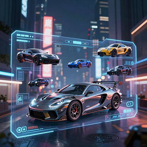 Cyberpunk Holographic Car Design Interface