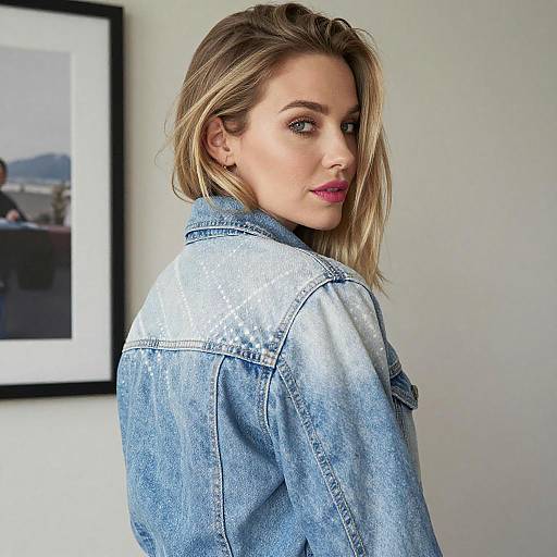Blonde Woman in Denim Jacket Portrait