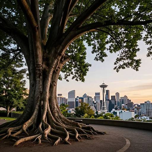 Majestic Tree Over Urban Skyline