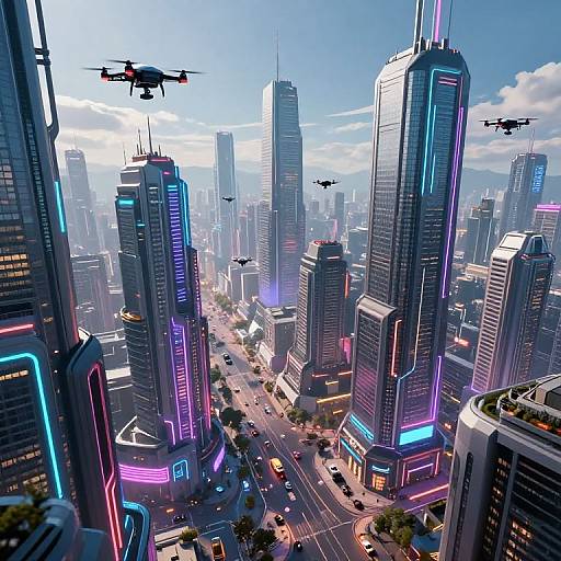 AI-Enhanced Futuristic Cyberpunk Cityscape