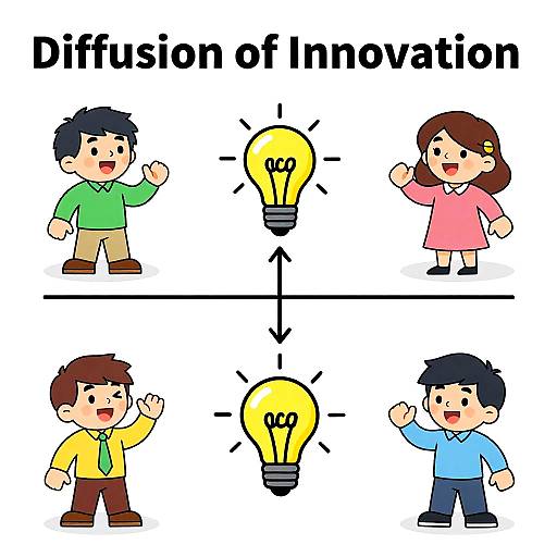 Cartoon Diffusion of Innovation Stages