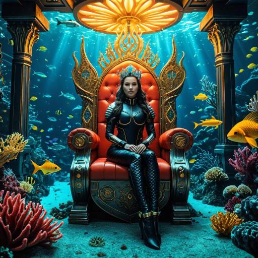 Underwater Queen on Coral Throne