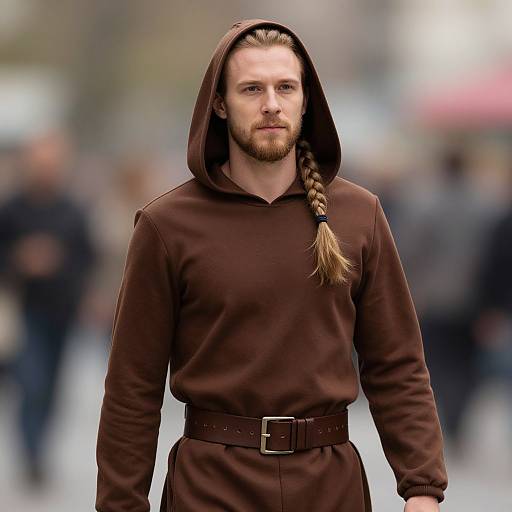 Realistic Blonde Man in Brown Outfit