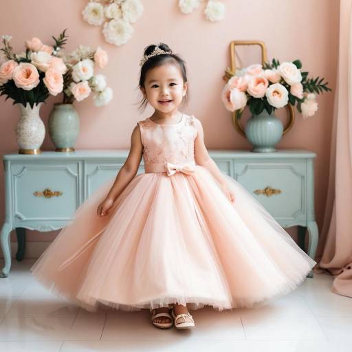 Smiling toddler girl in pink princess dress