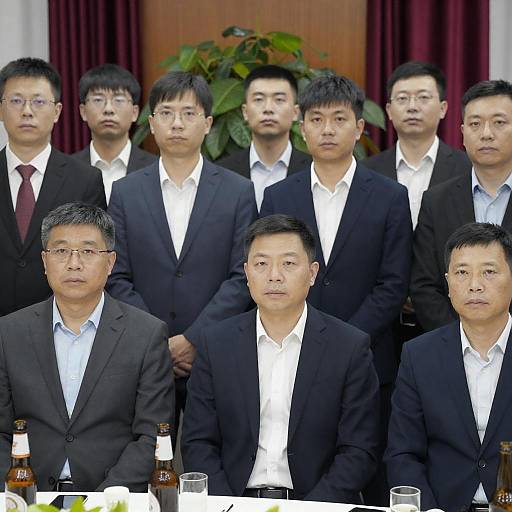 Formal Gathering of Asian Men in Suits
