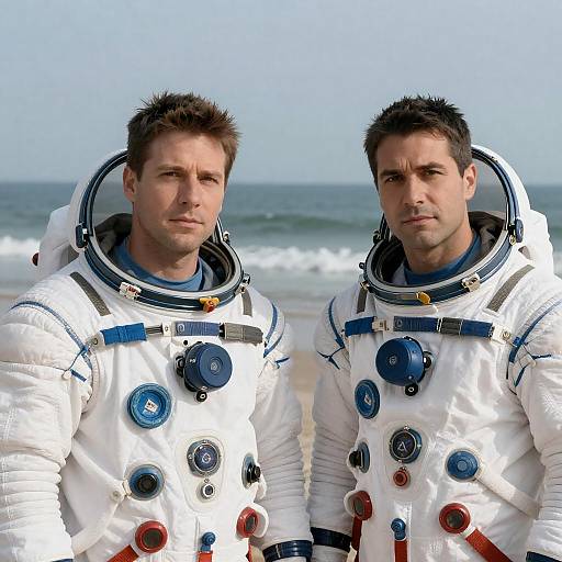 Two Men in White Space Suits