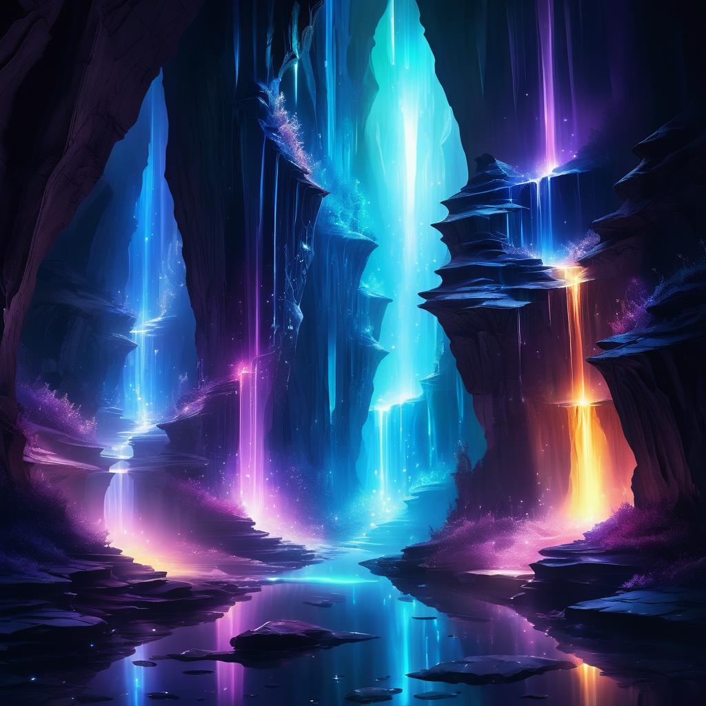 Mystical Canyon with Glowing Crystals