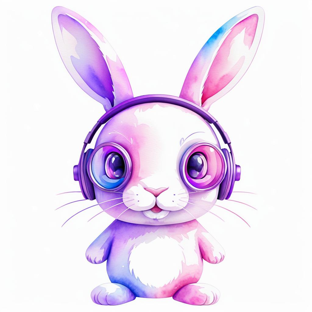 Cute Pastel Rabbit Illustration in Watercolor