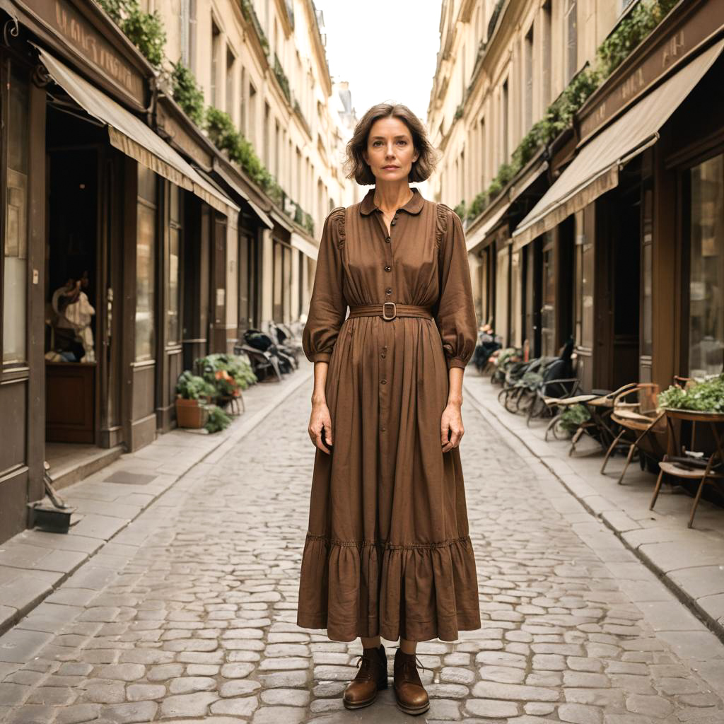 Fatigued Artist in Old Parisian Street