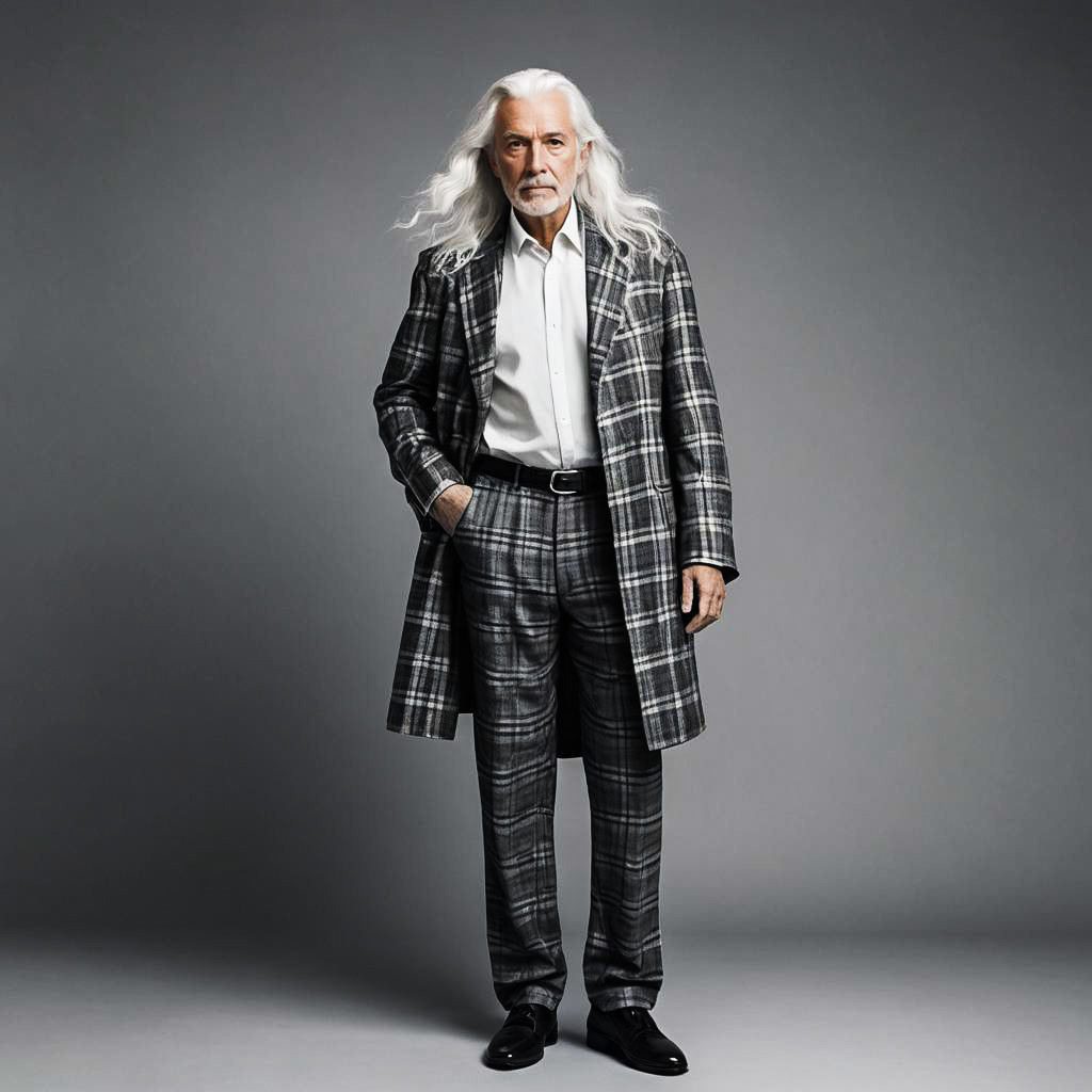 Confused Old Man Photoshoot in Plaid