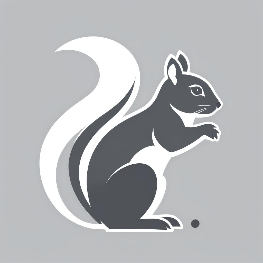 Minimalist Squirrel Illustration in Gray