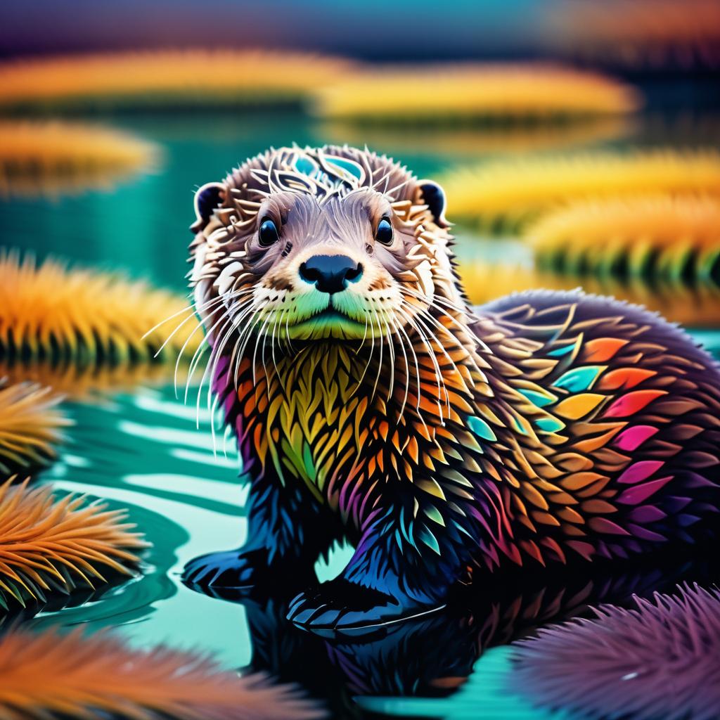 Vibrant Otter with Surreal Patterns