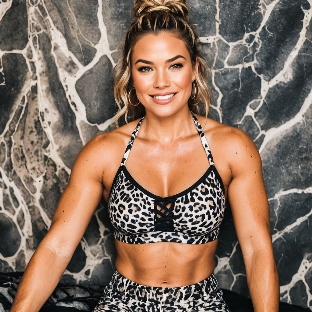 Athletic Influencer in Animal Print Lingerie