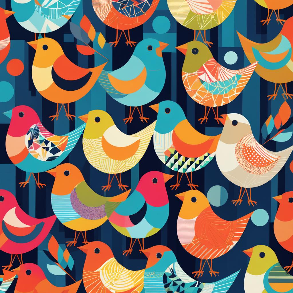 Colorful Finches in Geometric Patterns