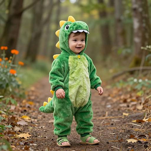 Adorable Toddler in Dinosaur Costume
