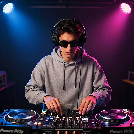 Young DJ Mixing Tracks in Club
