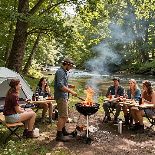Forest BBQ Gathering by Serene River
