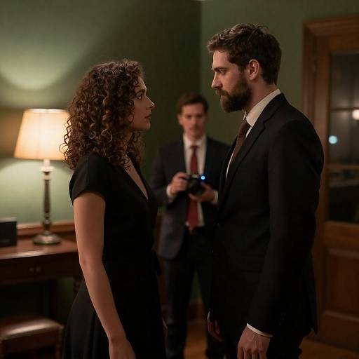 Intimate Moment in Dimly Lit Room