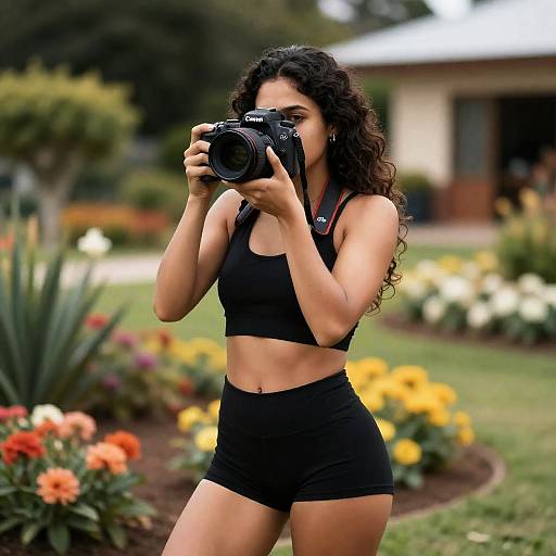 Realistic Photo of Latin Girl in Garden