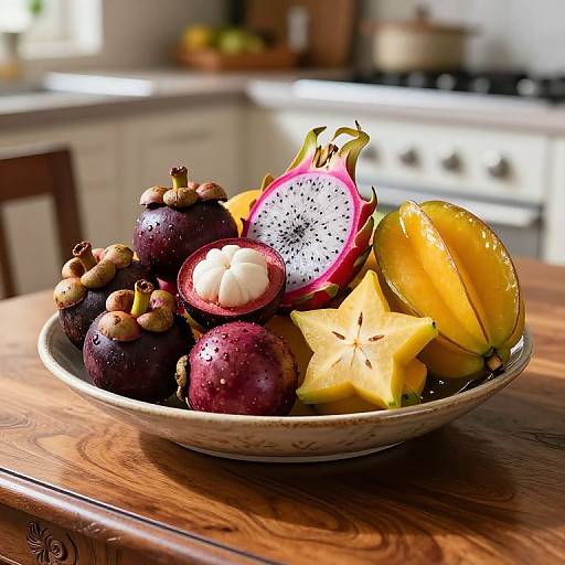 Overflowing Exotic Fruit Bowl Scene
