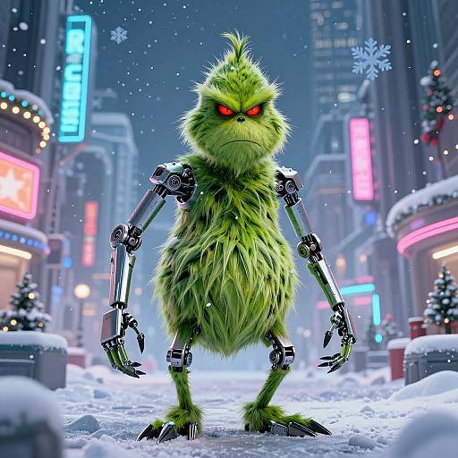 Futuristic Robotic Grinch Villain