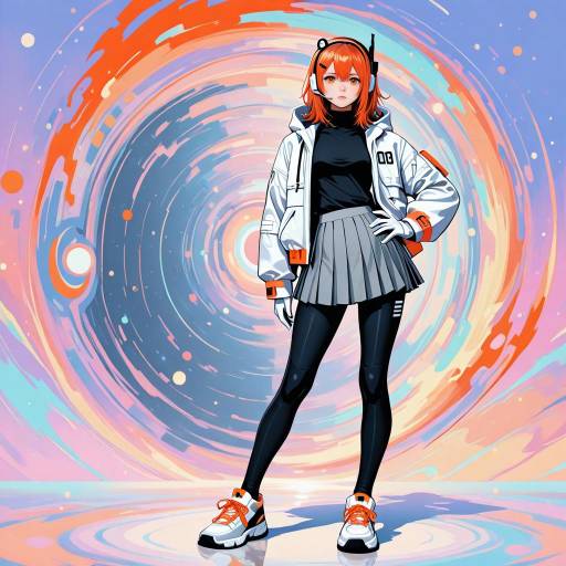 Serene Android Girl in Abstract Style