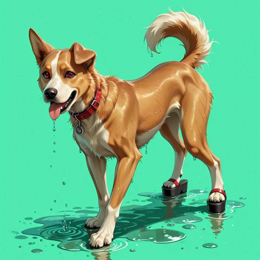 Realistic Dog Portrait with Green Background
