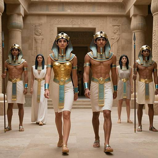 Six-Character Egyptian Temple Movie Scene