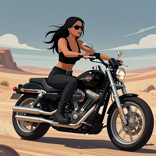 Cyberpunk Woman on Harley Motorcycle