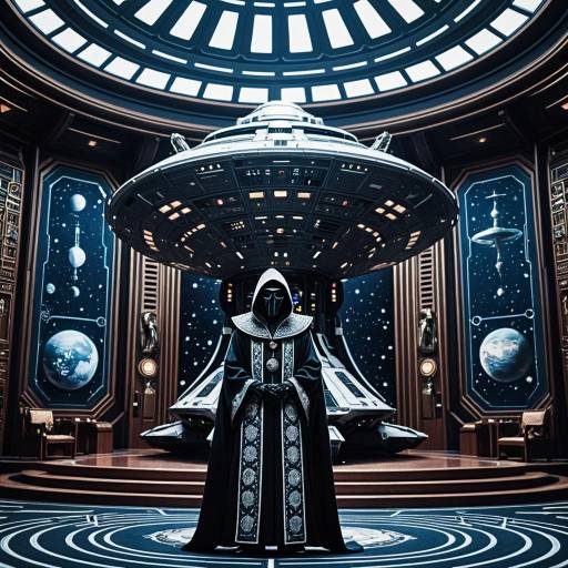 Mysterious Figure in Sci-Fi Spacecraft Interior