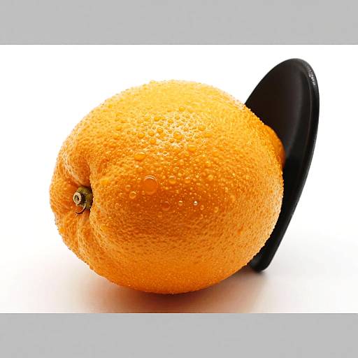 Close-Up Shiny Orange Fruit with Tool