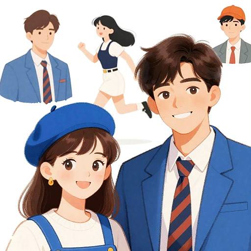 Colorful 1980s Couple Illustration